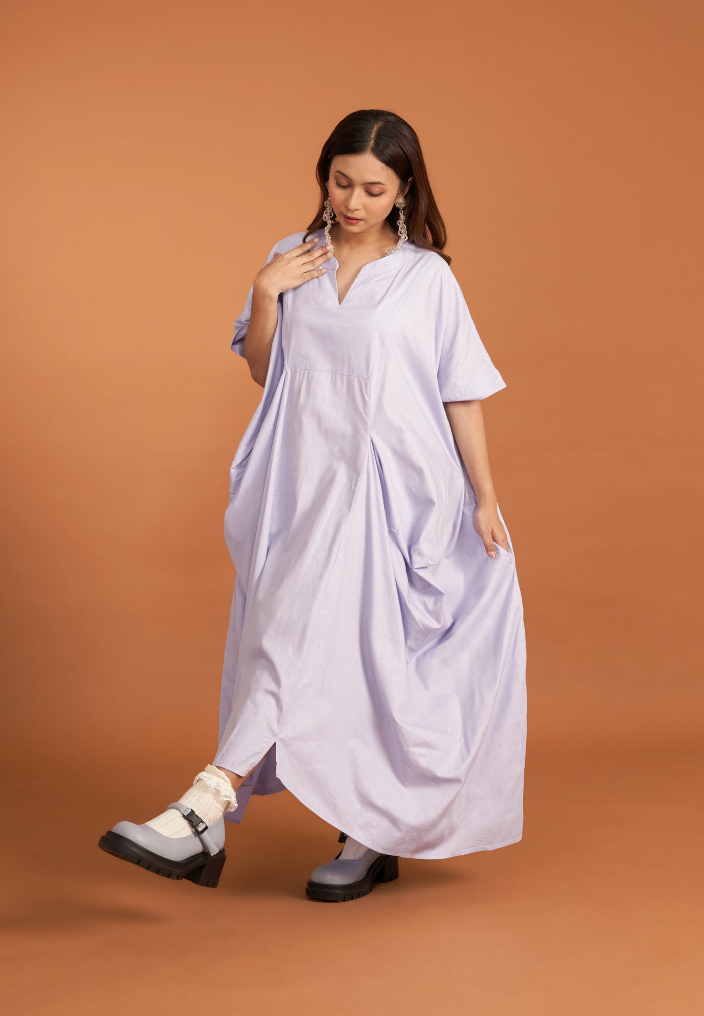 NONA Kaia Asymmetrical Dress Digital Lavender
