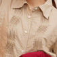 NONA Sherry Pintucks Shirt Short Sleeve Ecru