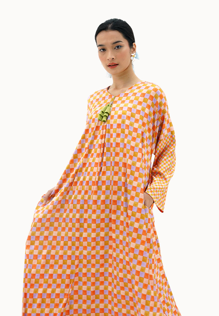 NONA Abaya Dress Long Sleeve Orange