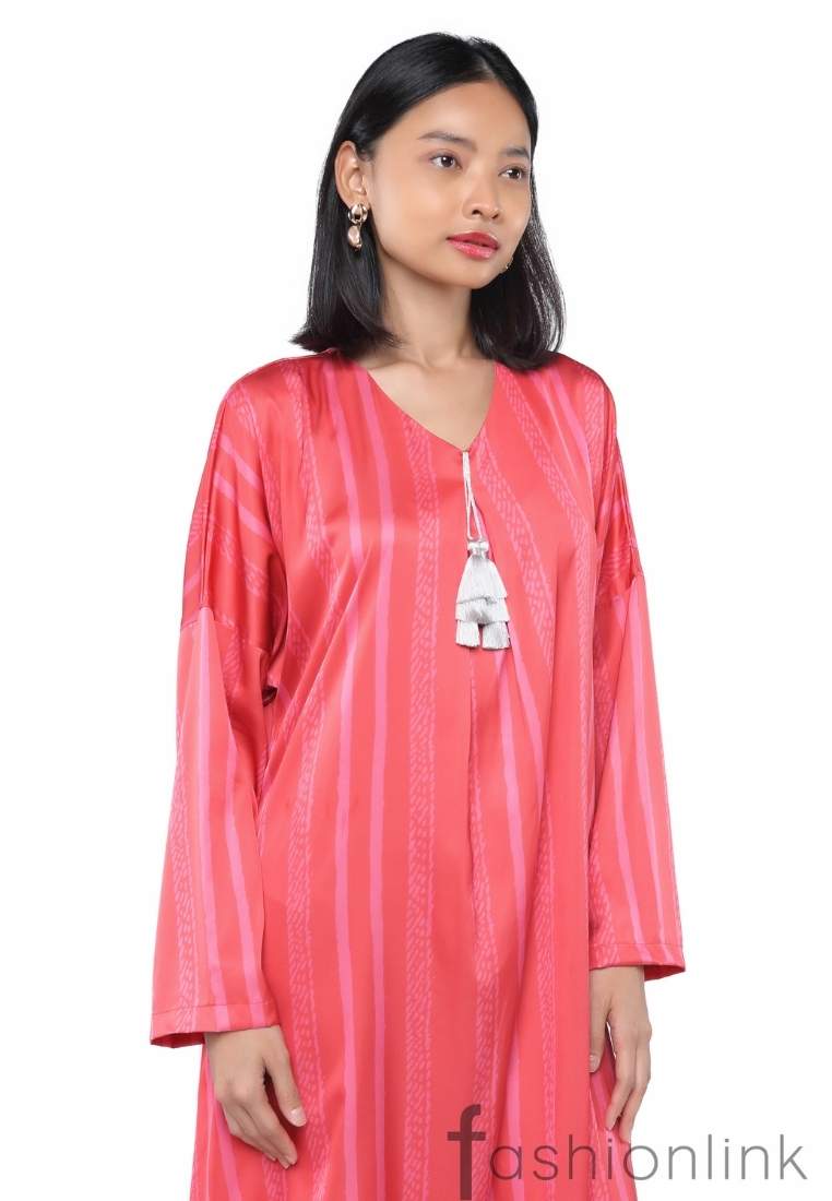 NONA Sprinkle Abaya  Dress Long Sleeve Red