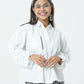 NONA Hera Ruched Sleeve Top White