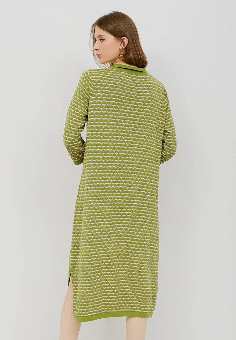 NONA Peony Knit Dress Avocado